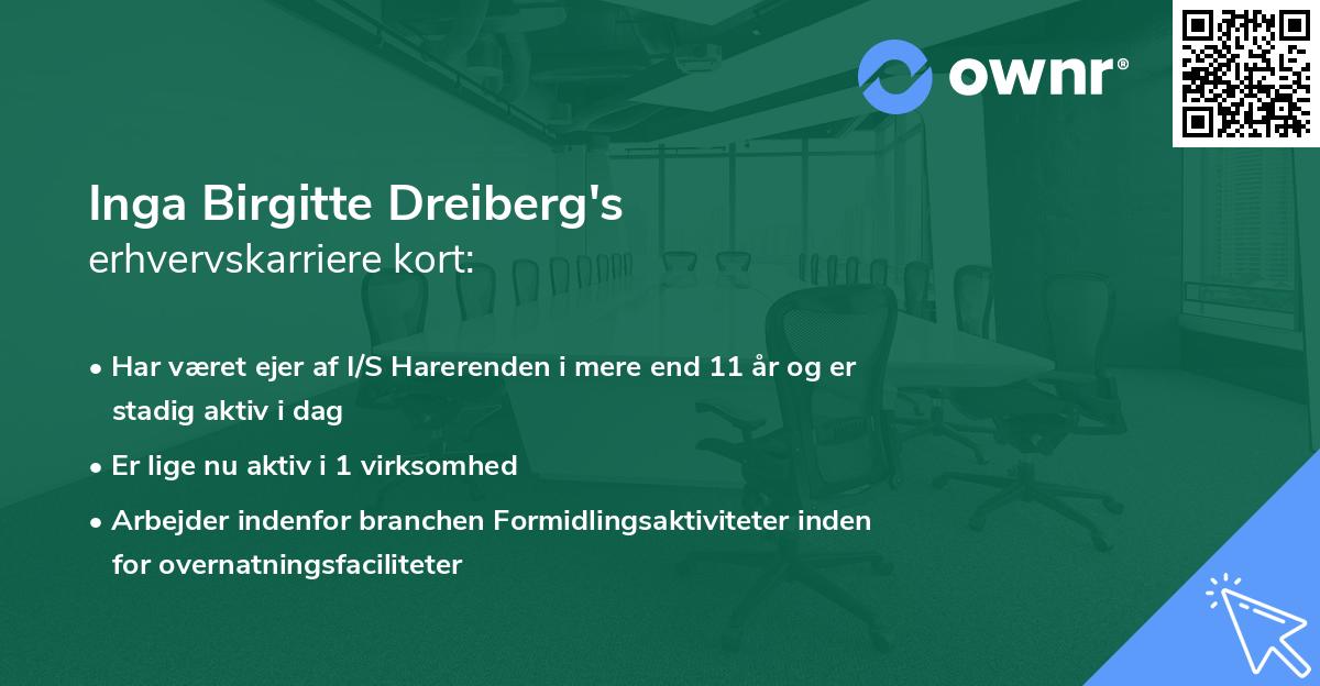 Inga Birgitte Dreiberg's erhvervskarriere kort
