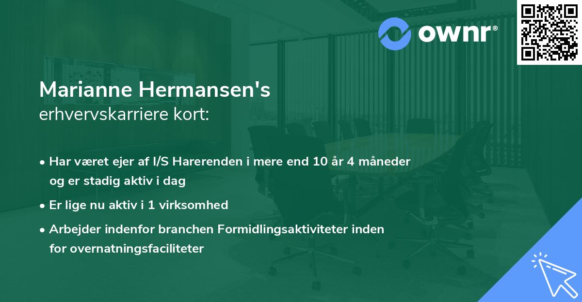 Marianne Hermansen's erhvervskarriere kort