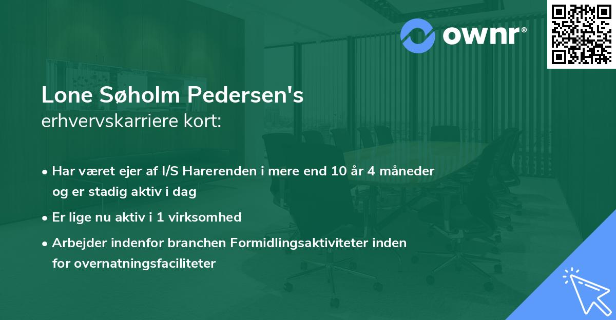Lone Søholm Pedersen's erhvervskarriere kort