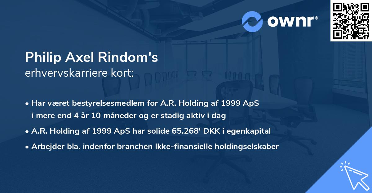 Philip Axel Rindom's erhvervskarriere kort