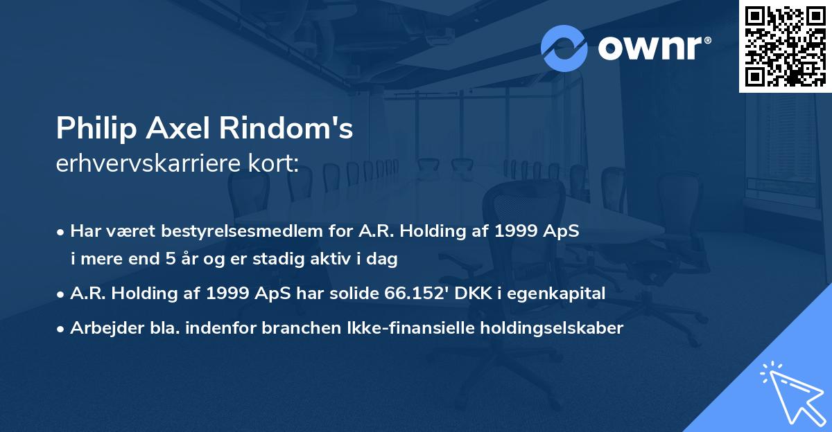 Philip Axel Rindom's erhvervskarriere kort