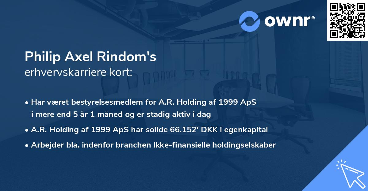 Philip Axel Rindom's erhvervskarriere kort