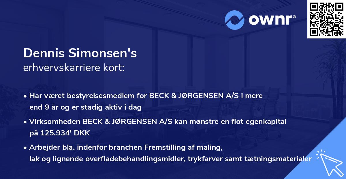 Dennis Simonsen's erhvervskarriere kort