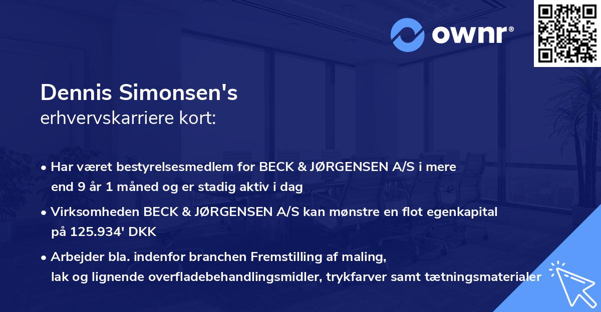 Dennis Simonsen's erhvervskarriere kort
