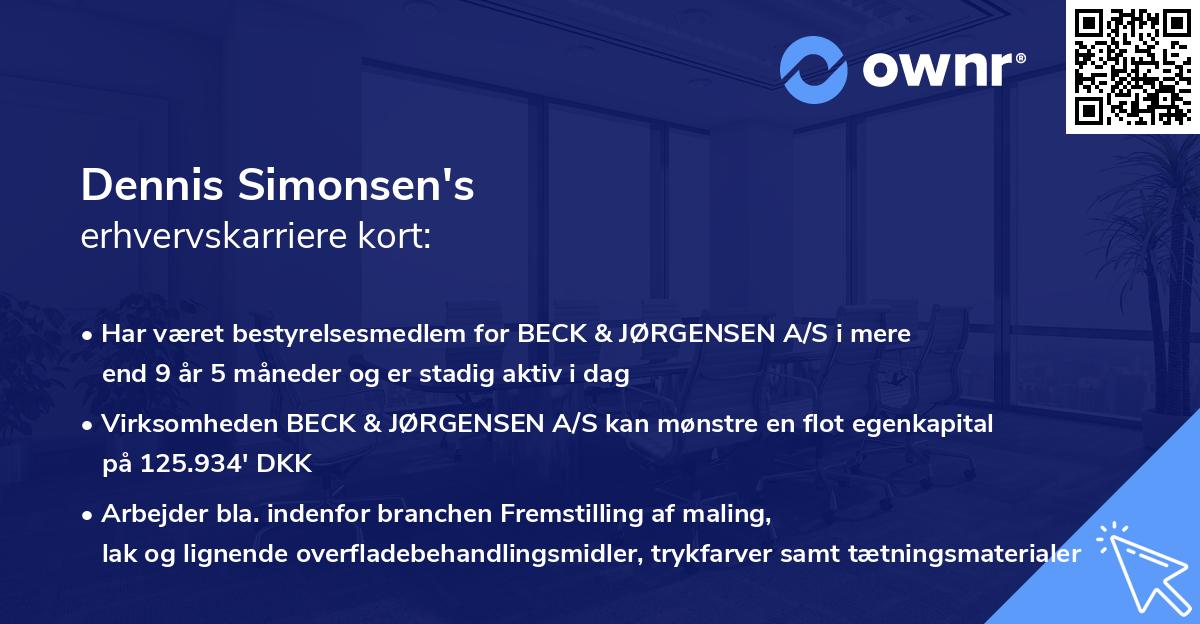 Dennis Simonsen's erhvervskarriere kort
