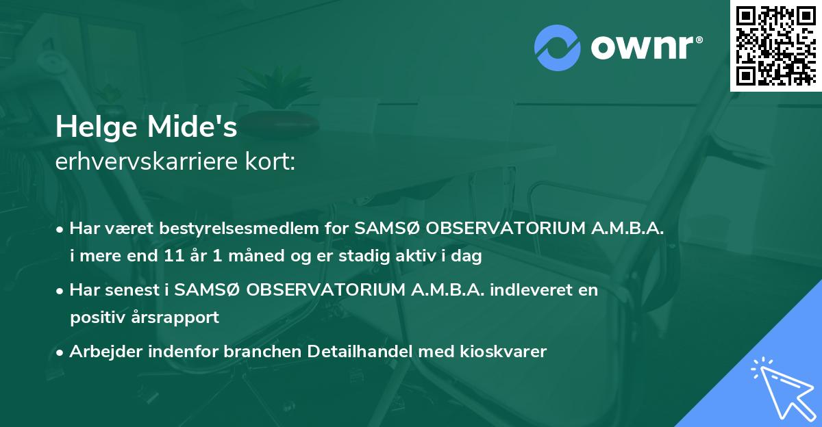 Helge Mide's erhvervskarriere kort