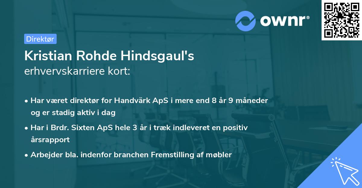 Kristian Rohde Hindsgaul's erhvervskarriere kort