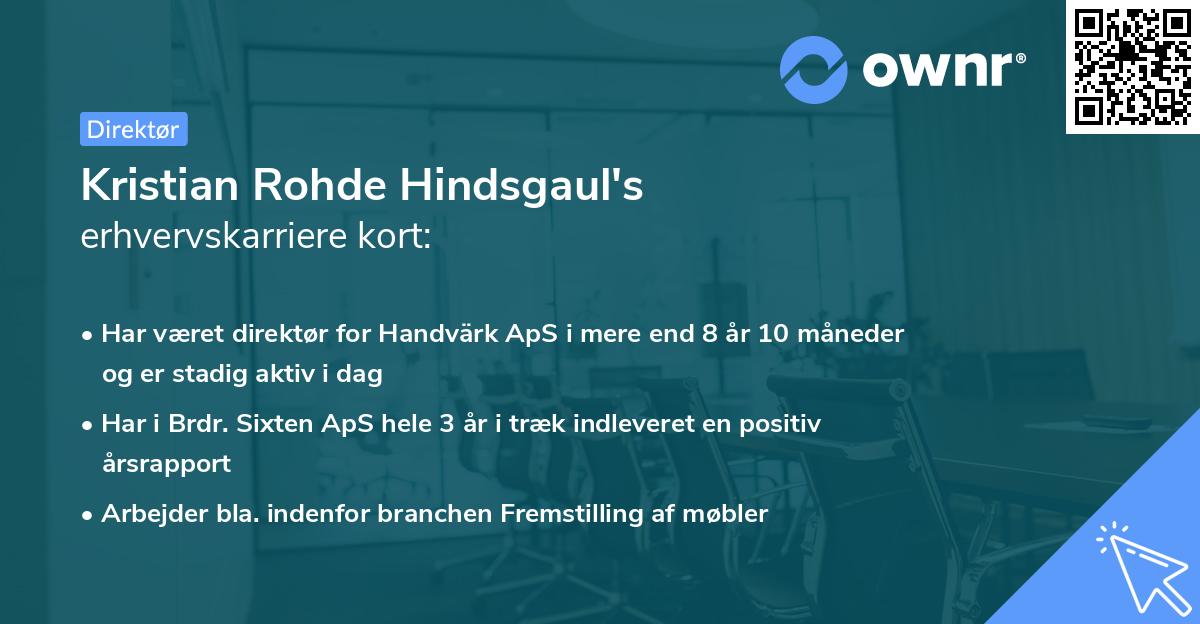 Kristian Rohde Hindsgaul's erhvervskarriere kort