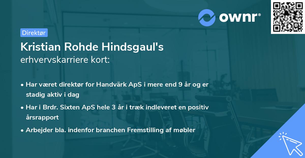 Kristian Rohde Hindsgaul's erhvervskarriere kort