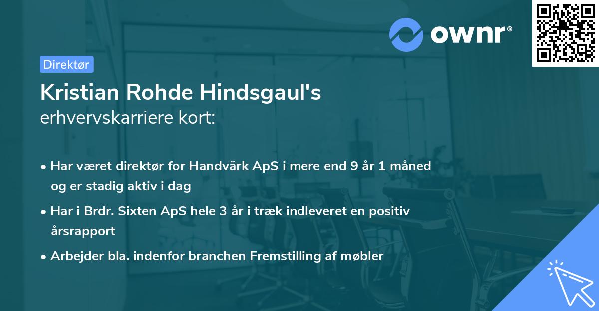 Kristian Rohde Hindsgaul's erhvervskarriere kort