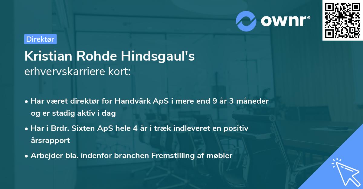 Kristian Rohde Hindsgaul's erhvervskarriere kort