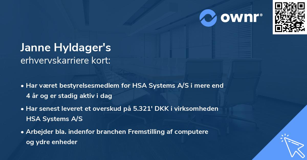 Janne Hyldager's erhvervskarriere kort