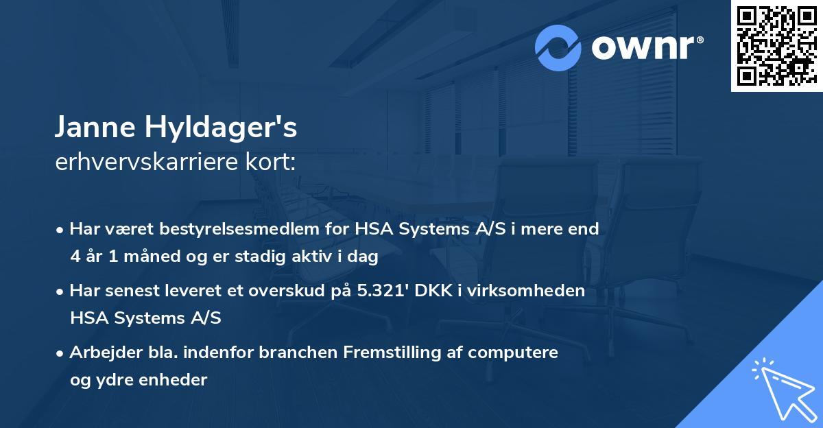 Janne Hyldager's erhvervskarriere kort