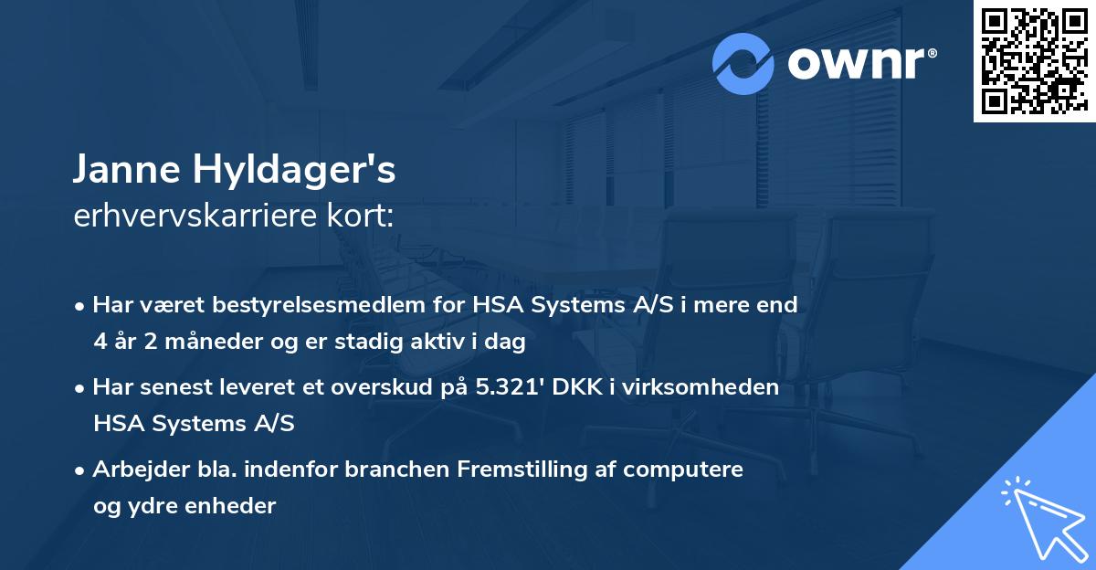 Janne Hyldager's erhvervskarriere kort