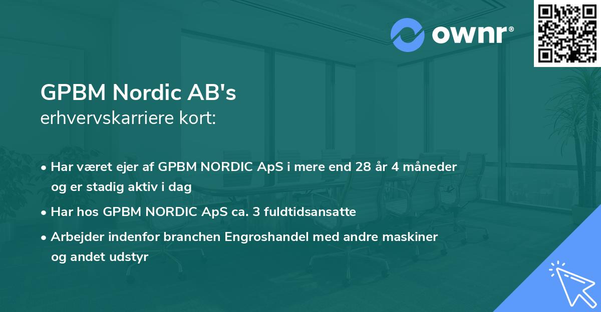 GPBM Nordic AB's erhvervskarriere kort