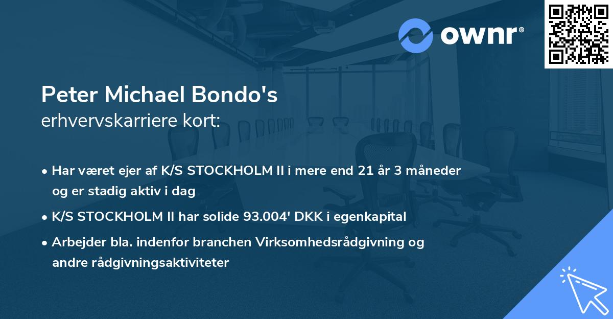 Peter Michael Bondo's erhvervskarriere kort