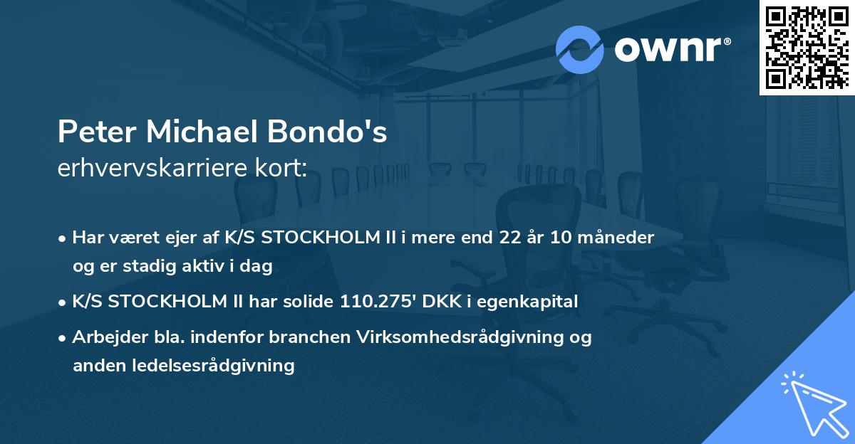 Peter Michael Bondo's erhvervskarriere kort