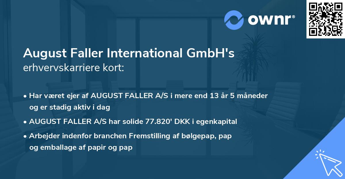 August Faller International GmbH's erhvervskarriere kort