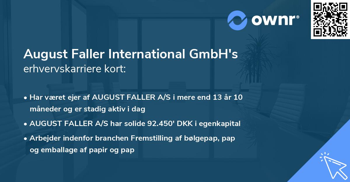 August Faller International GmbH's erhvervskarriere kort