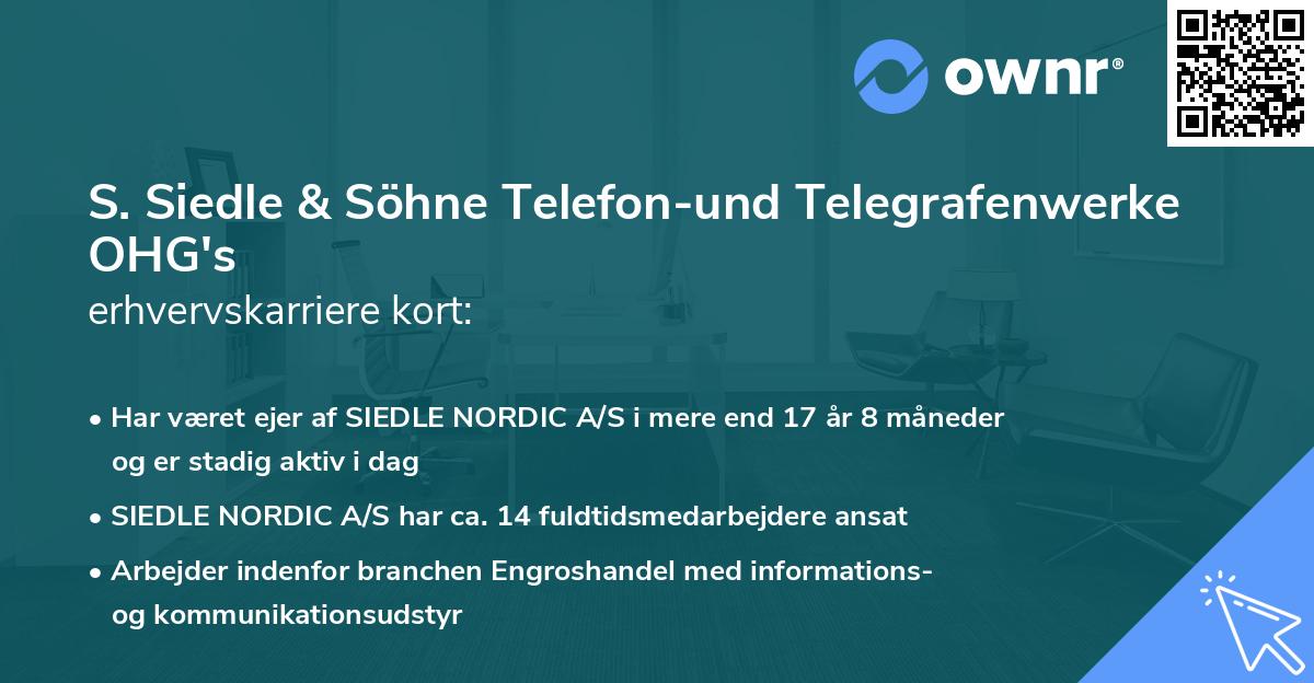 S. Siedle & Söhne Telefon-und Telegrafenwerke OHG's erhvervskarriere kort