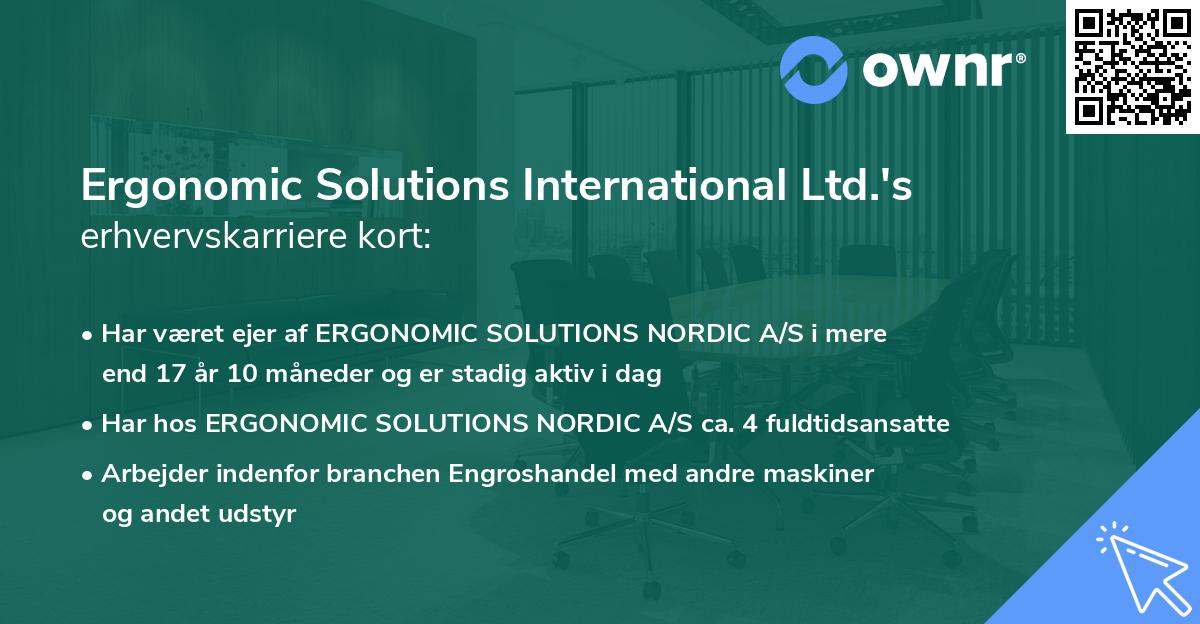 Ergonomic Solutions International Ltd.'s erhvervskarriere kort