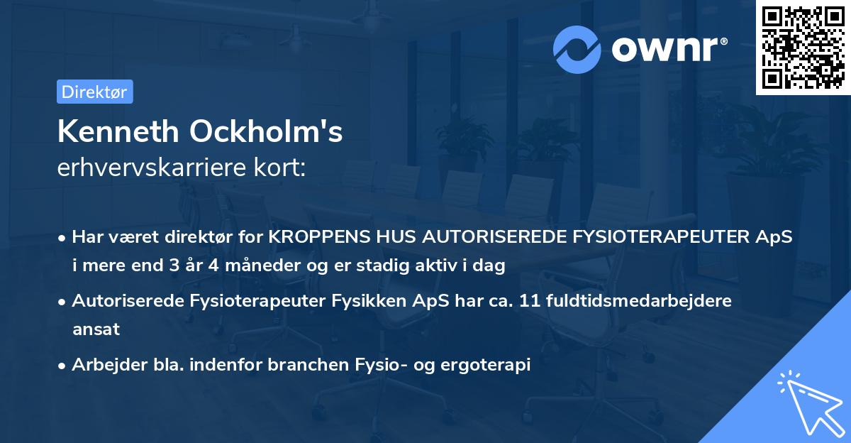 Kenneth Ockholm's erhvervskarriere kort