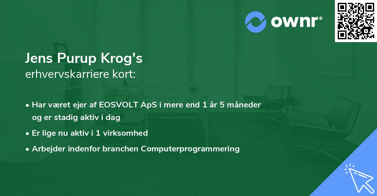 Jens Purup Krog's erhvervskarriere kort