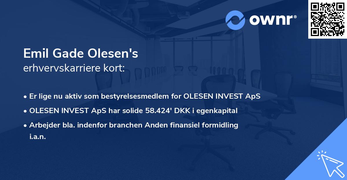 Emil Gade Olesen's erhvervskarriere kort
