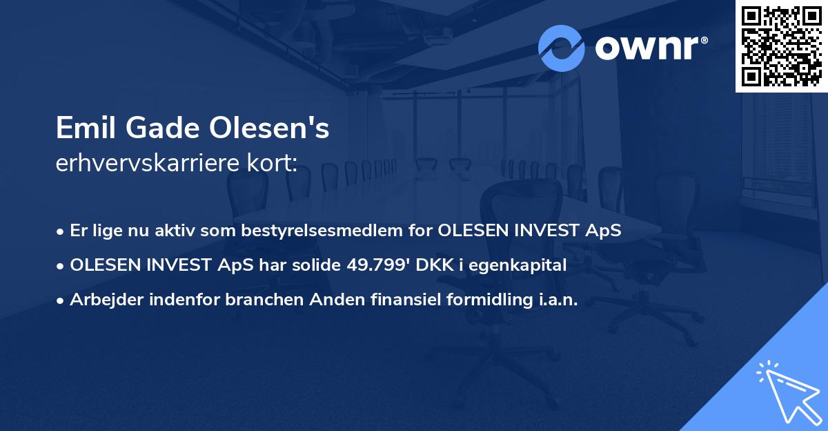 Emil Gade Olesen's erhvervskarriere kort