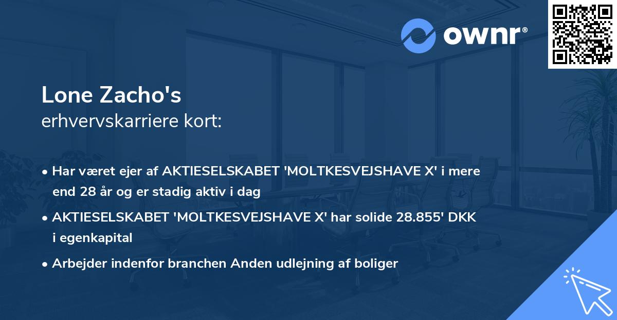 Lone Zacho's erhvervskarriere kort