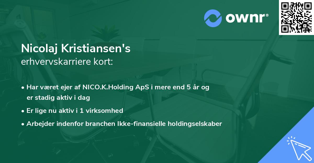 Nicolaj Kristiansen's erhvervskarriere kort