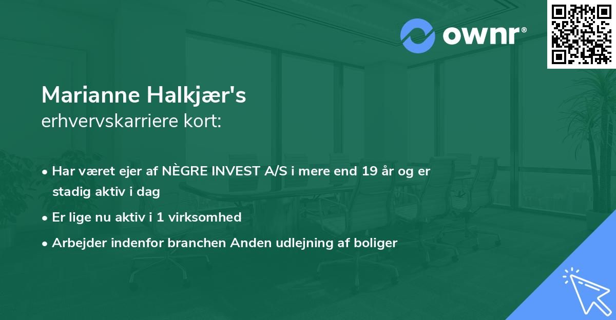 Marianne Halkjær's erhvervskarriere kort