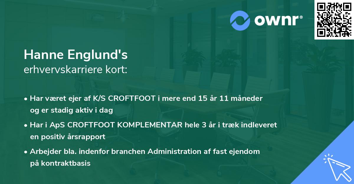 Hanne Englund's erhvervskarriere kort