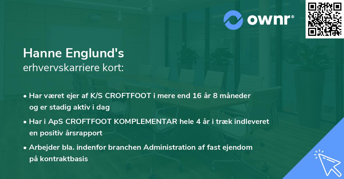 Hanne Englund's erhvervskarriere kort