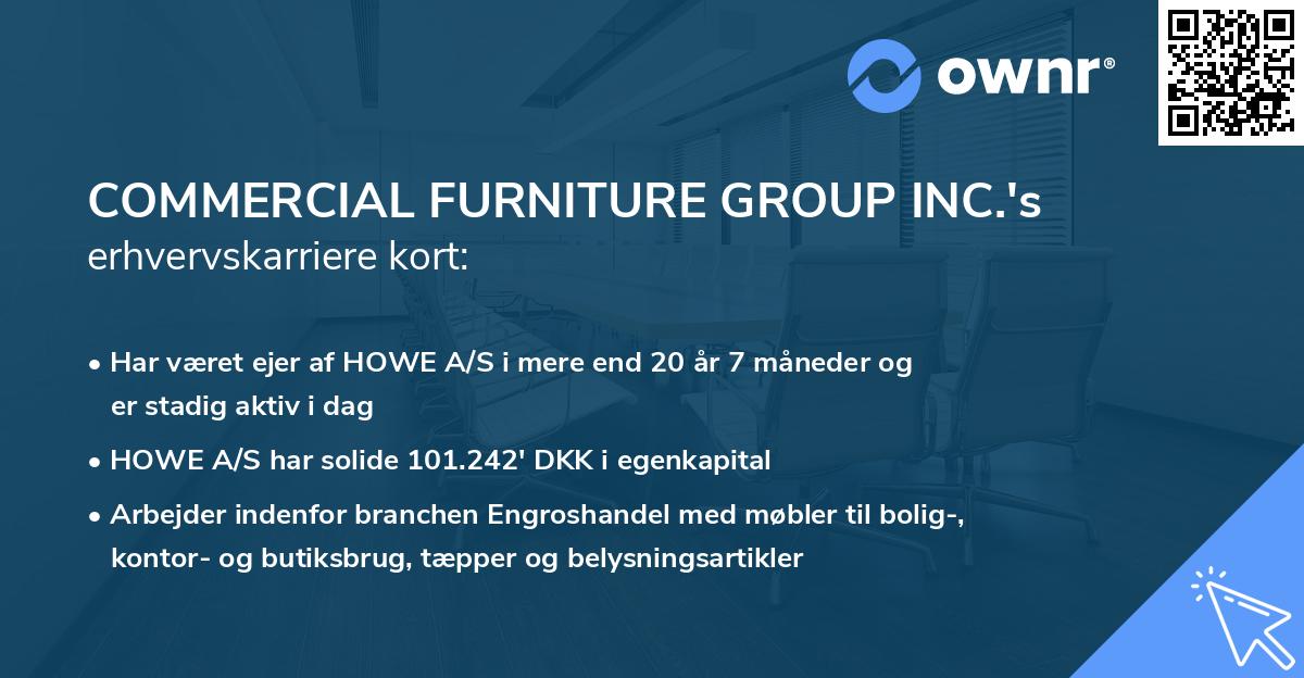 COMMERCIAL FURNITURE GROUP INC.'s erhvervskarriere kort