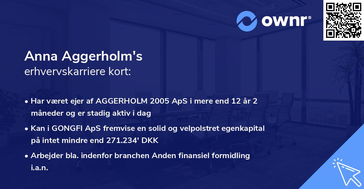 Anna Aggerholm's erhvervskarriere kort