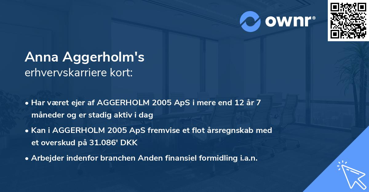 Anna Aggerholm's erhvervskarriere kort
