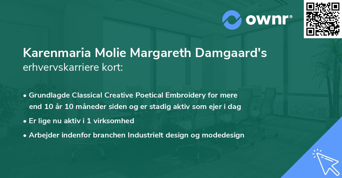 Karenmaria Molie Margareth Damgaard's erhvervskarriere kort