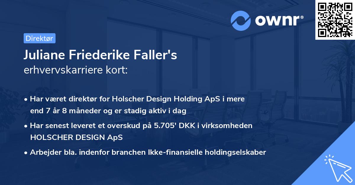 Juliane Friederike Faller's erhvervskarriere kort