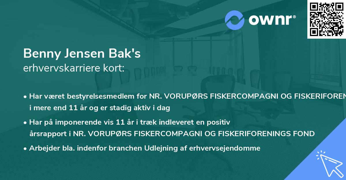 Benny Jensen Bak's erhvervskarriere kort