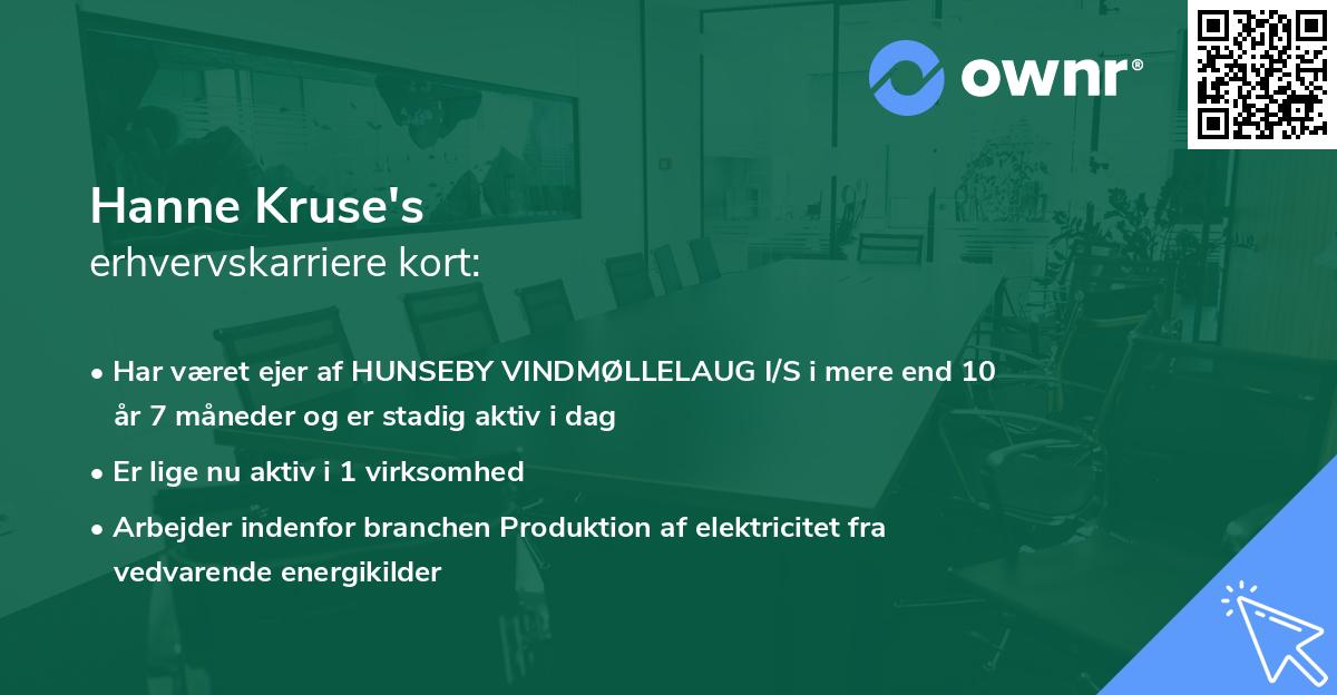 Hanne Kruse's erhvervskarriere kort