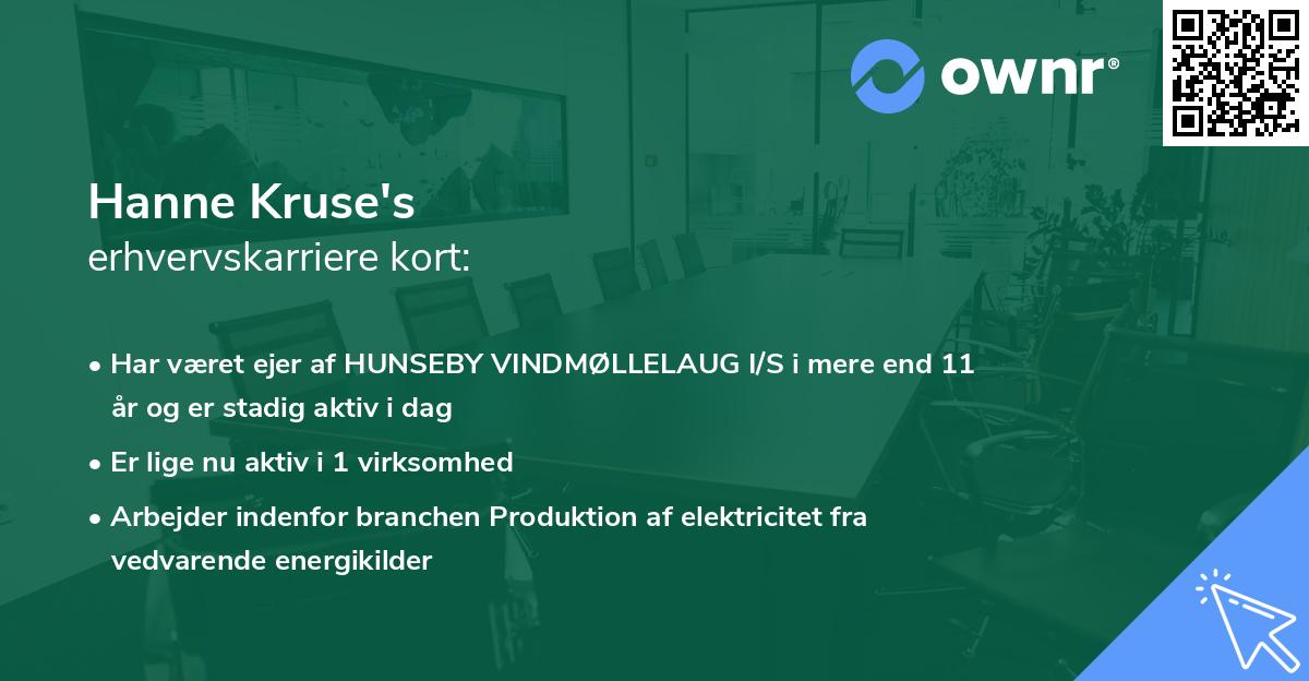 Hanne Kruse's erhvervskarriere kort
