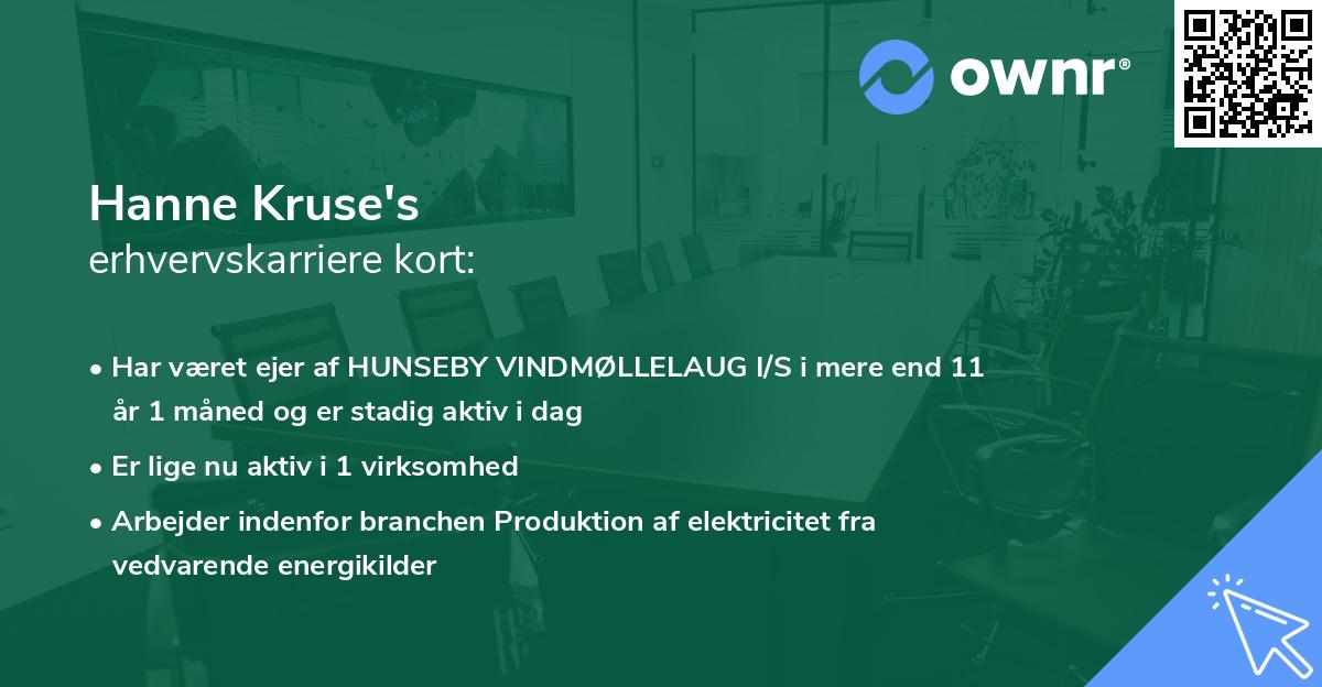 Hanne Kruse's erhvervskarriere kort