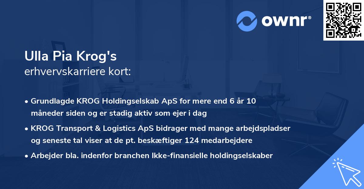 Ulla Pia Krog's erhvervskarriere kort