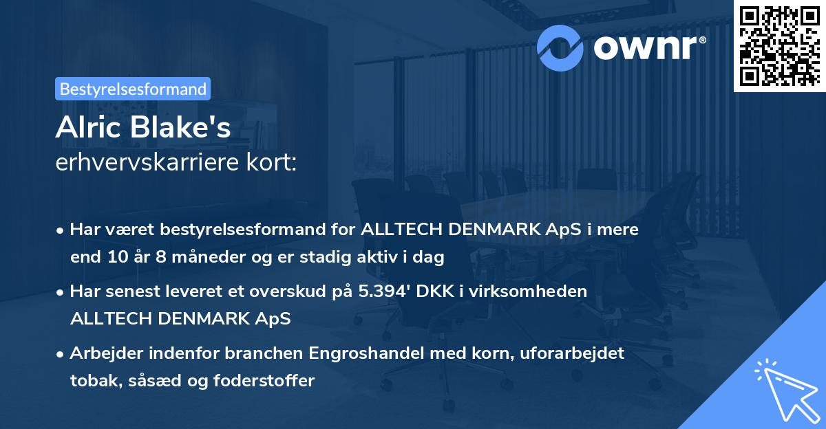 Alric Blake's erhvervskarriere kort