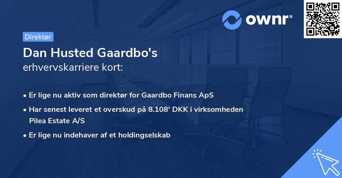 Dan Husted Gaardbo's erhvervskarriere kort