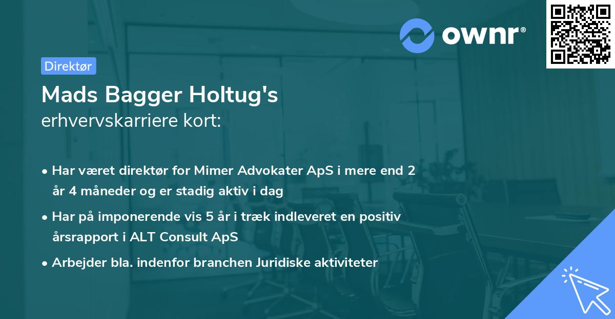 Mads Bagger Holtug's erhvervskarriere kort