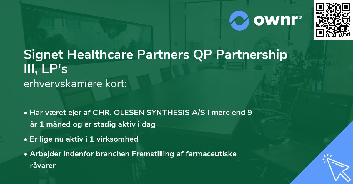 Signet Healthcare Partners QP Partnership III, LP's erhvervskarriere kort