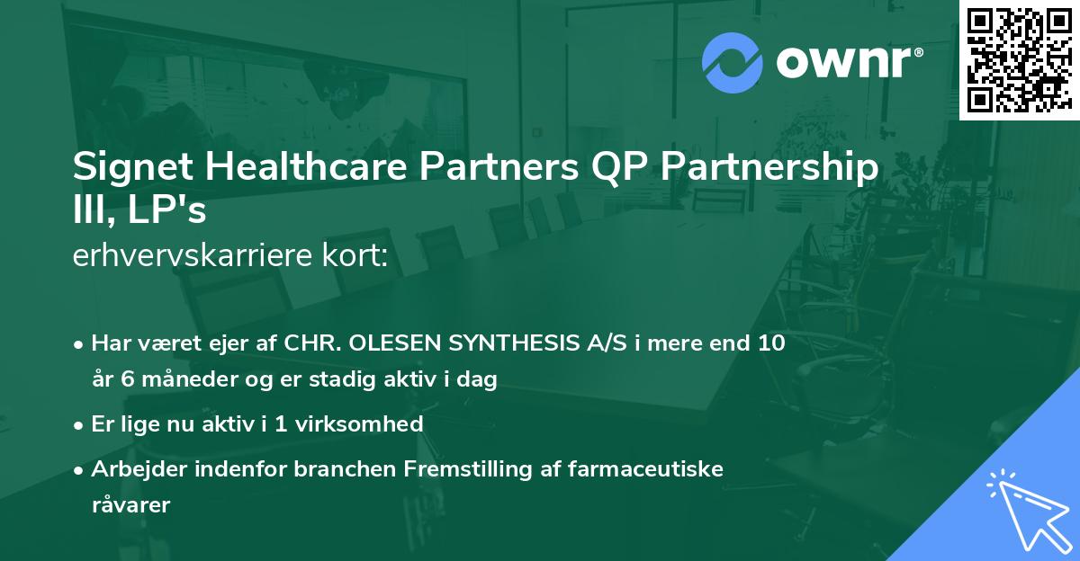 Signet Healthcare Partners QP Partnership III, LP's erhvervskarriere kort