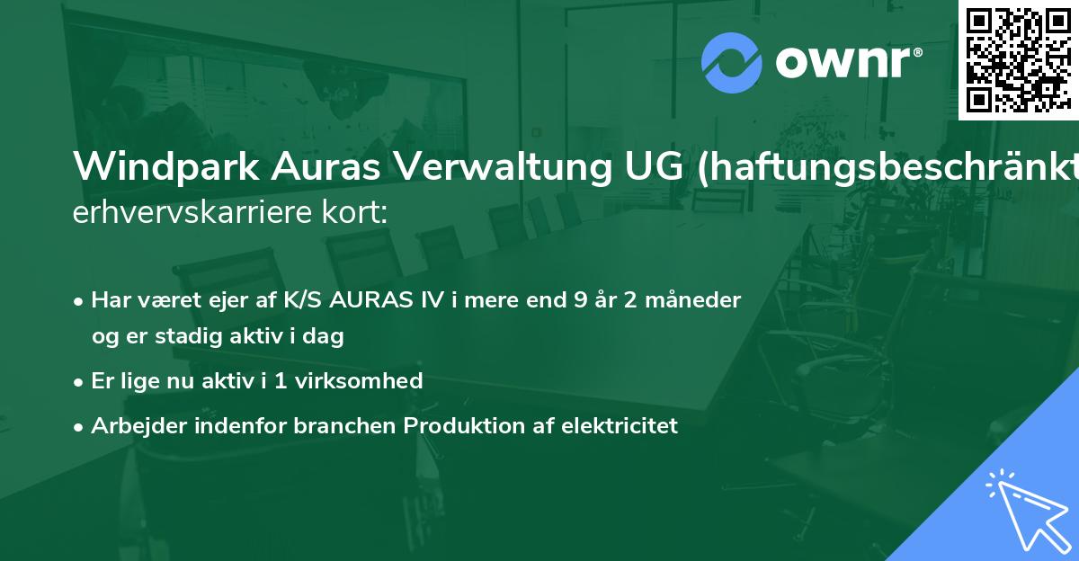 Windpark Auras Verwaltung UG (haftungsbeschränkt)'s erhvervskarriere kort